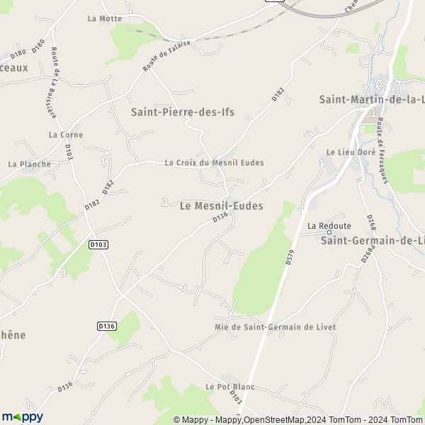 La carte pour la ville de Le Mesnil-Eudes 14100