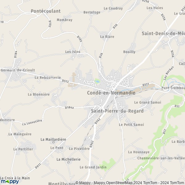 La carte pour la ville de Condé-sur-Noireau, 14110 Condé-en-Normandie