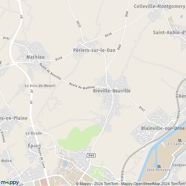 La carte pour la ville de Biéville-Beuville 14112