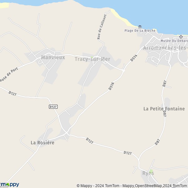 La carte pour la ville de Tracy-sur-Mer 14117