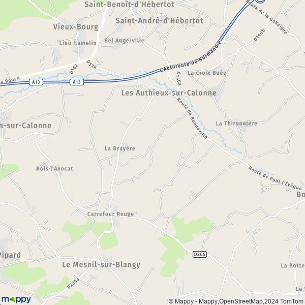 La carte pour la ville de Les Authieux-sur-Calonne 14130