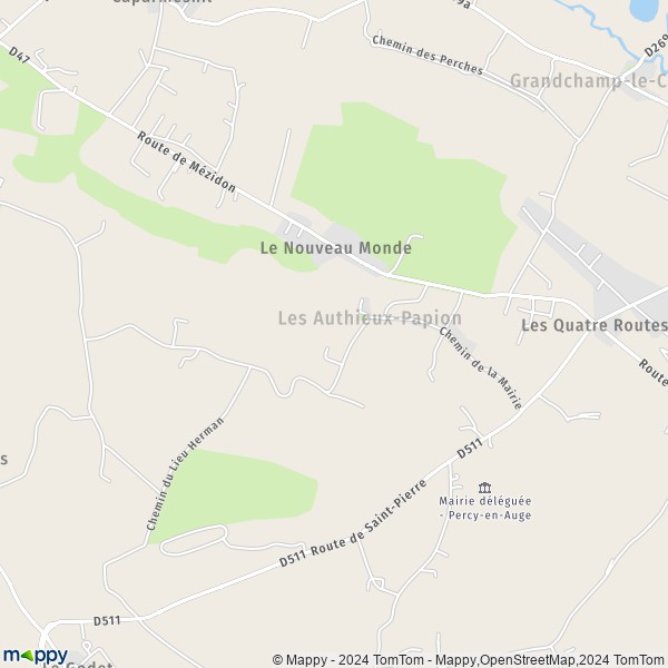 La carte pour la ville de Les Authieux-Papion, 14140 Mézidon-Vallée-d'Auge