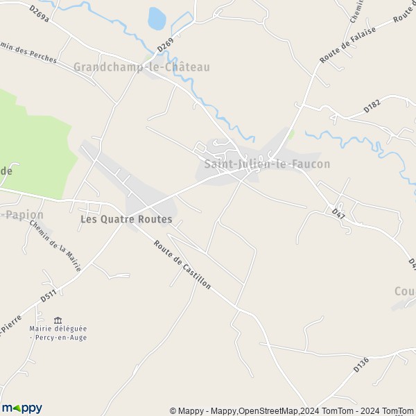 La carte pour la ville de Saint-Julien-le-Faucon, 14140 Mézidon-Vallée-d'Auge