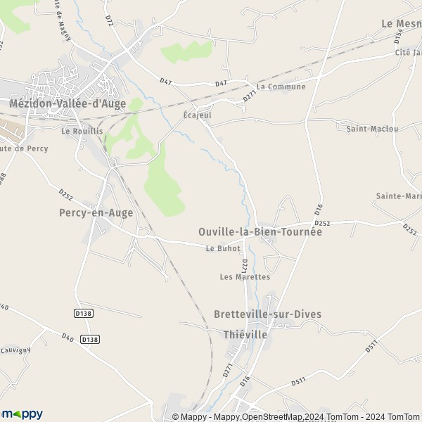 La carte pour la ville de Ouville-la-Bien-Tournée, 14170 Saint-Pierre-en-Auge