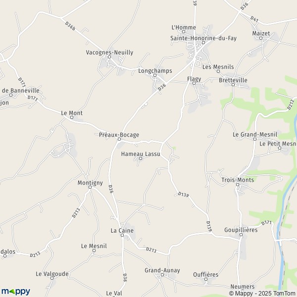 Carte Commune de Préaux-Bocage, 14210 Préaux-Bocage