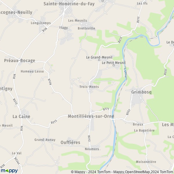 La carte pour la ville de Trois-Monts, 14210 Montillières-sur-Orne