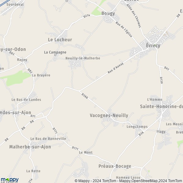 La carte pour la ville de Vacognes-Neuilly 14210