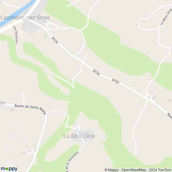 La carte pour la ville de Caumont-sur-Orne, 14220 Thury-Harcourt-le-Hom