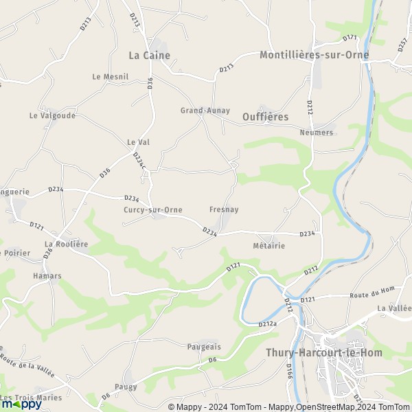 La carte pour la ville de Curcy-sur-Orne, 14220 Thury-Harcourt-le-Hom