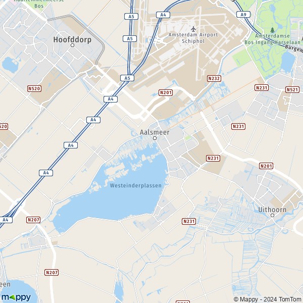 La carte pour la ville de Aalsmeer 1424-1433