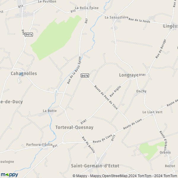 La carte pour la ville de Torteval-Quesnay, 14240 Aurseulles