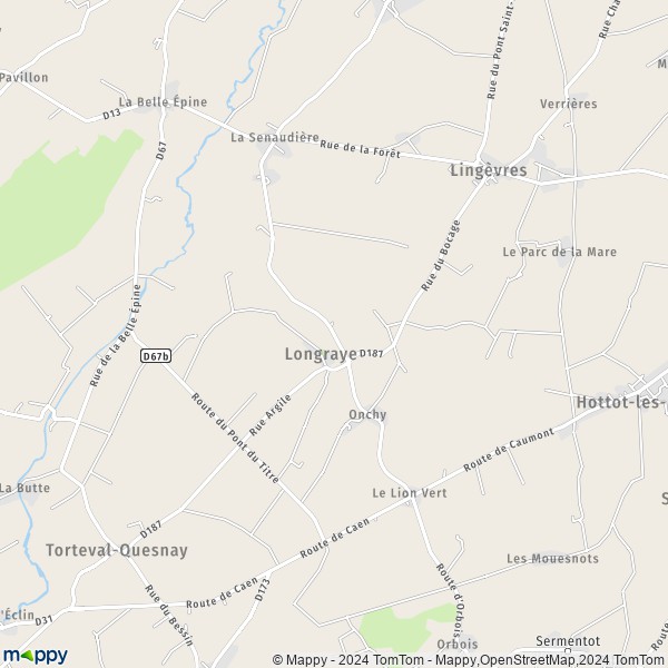 La carte pour la ville de Longraye, 14250 Aurseulles