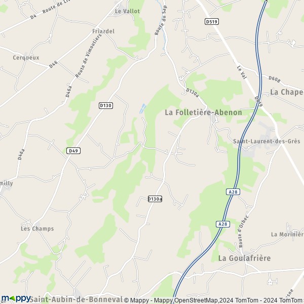 La carte pour la ville de La Folletière-Abenon 14290