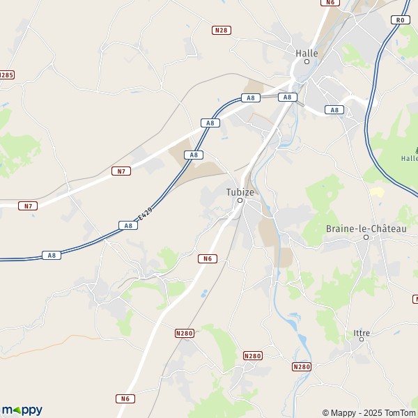 La carte pour la ville de 1430-1674 Tubize