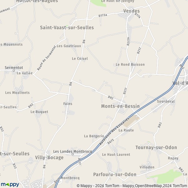 La carte pour la ville de Monts-en-Bessin 14310