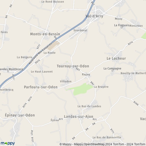 La carte pour la ville de Tournay-sur-Odon, 14310 Val-d'Arry
