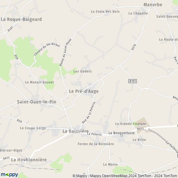 La carte pour la ville de Le Pré-d'Auge 14340