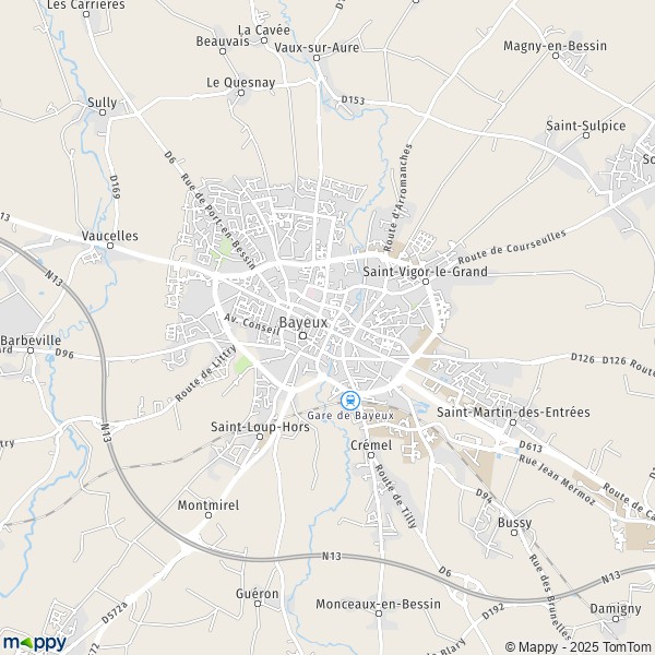 Plan bayeux carte bayeux  14400  infos pratiques