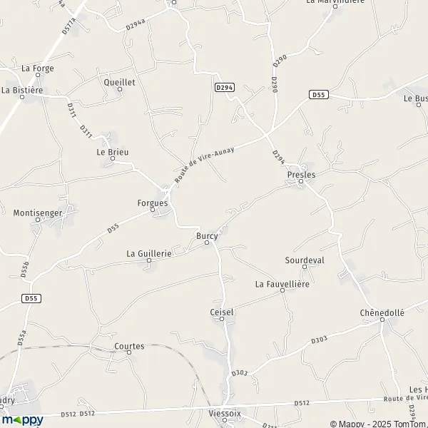 Plan Burcy carte de Burcy (14410) et infos pratiques