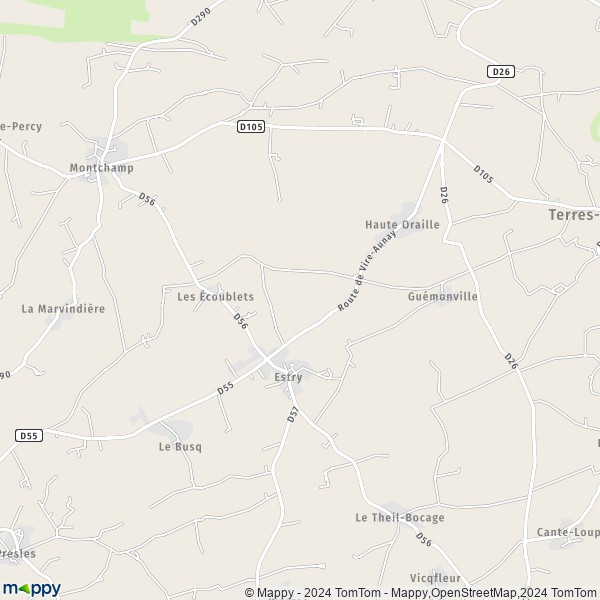 La carte pour la ville de Estry, 14410 Valdallière