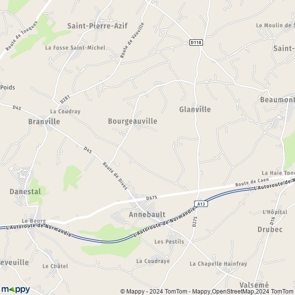 La carte pour la ville de Bourgeauville 14430