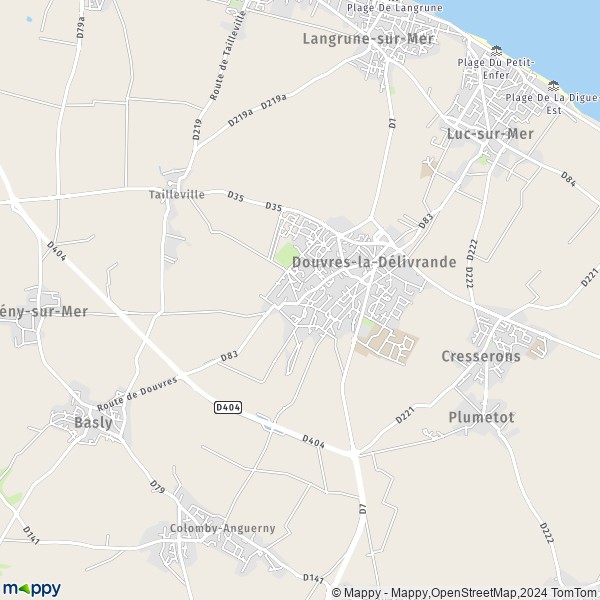 La carte pour la ville de Douvres-la-Délivrande 14440