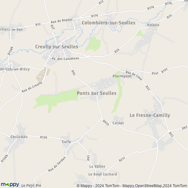 La carte pour la ville de Lantheuil, 14480 Ponts-sur-Seulles