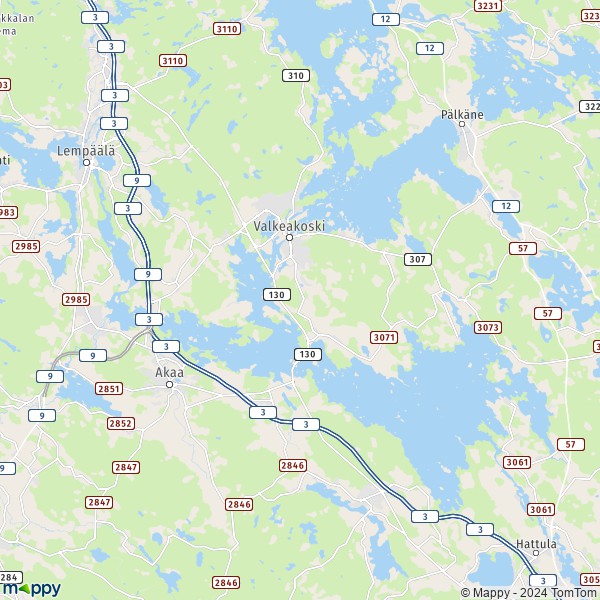 La carte pour la ville de Valkeakoski 14500-37860