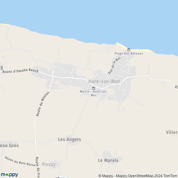 La carte pour la ville de Sainte-Honorine-des-Pertes, 14520 Aure-sur-Mer