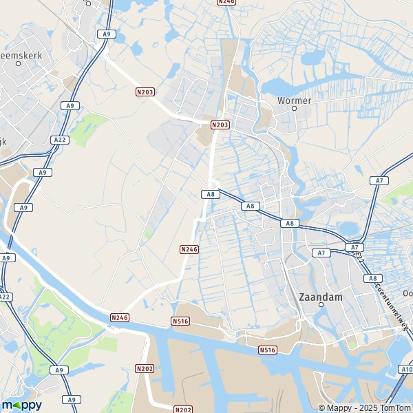 La carte pour la ville de Zaanstad 1456-1948