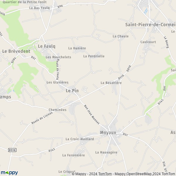 La carte pour la ville de Le Pin 14590