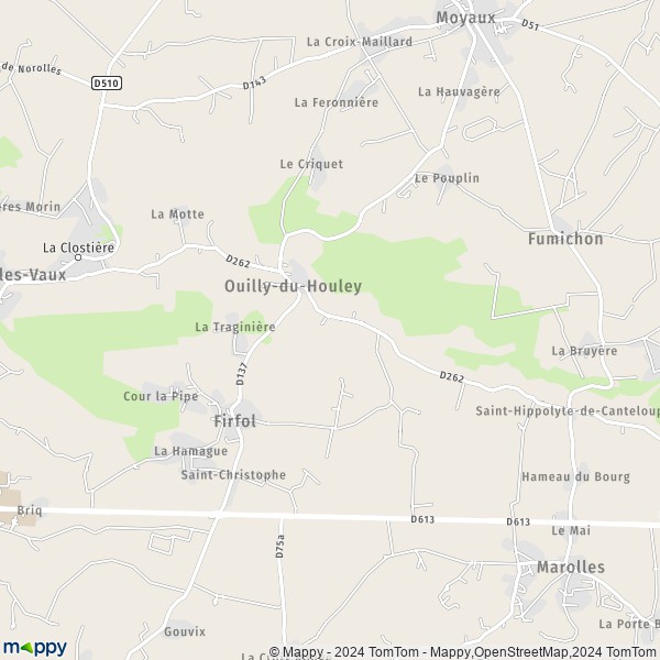 La carte pour la ville de Ouilly-du-Houley 14590