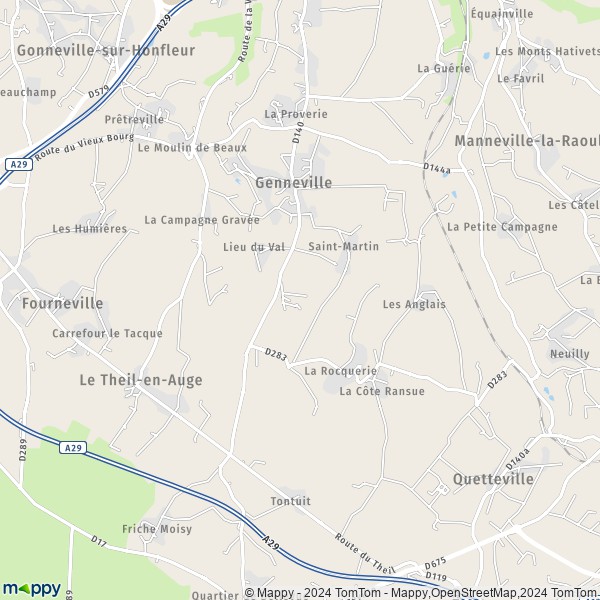 La carte pour la ville de Genneville 14600