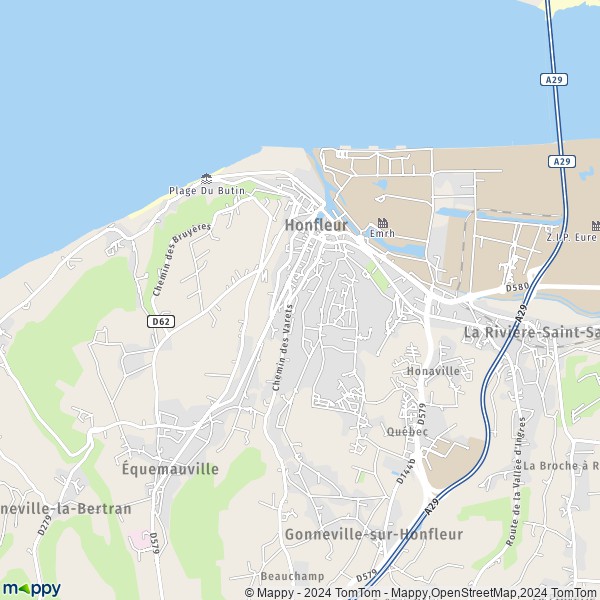 La carte pour la ville de Honfleur 14600