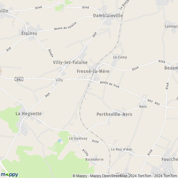 La carte pour la ville de Fresné-la-Mère 14700