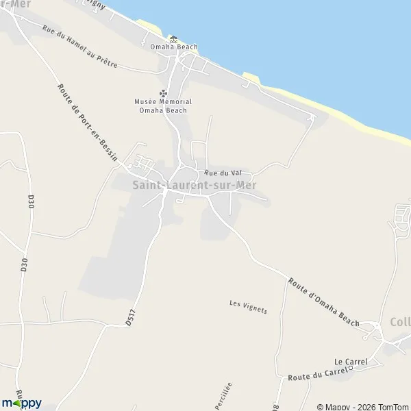Plan SaintLaurentsurMer carte de SaintLaurentsurMer (14710) et
