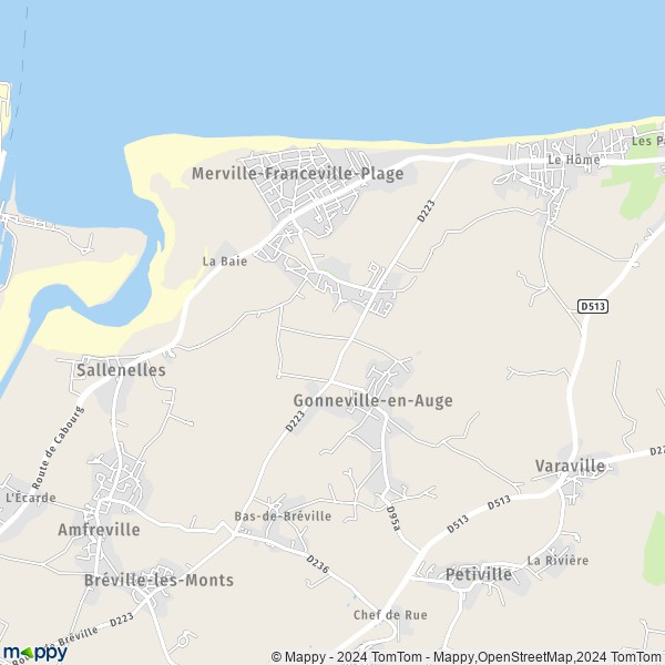 La carte pour la ville de Merville-Franceville-Plage 14810