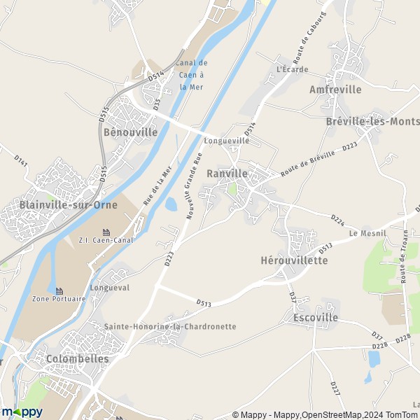 La carte pour la ville de Ranville 14860