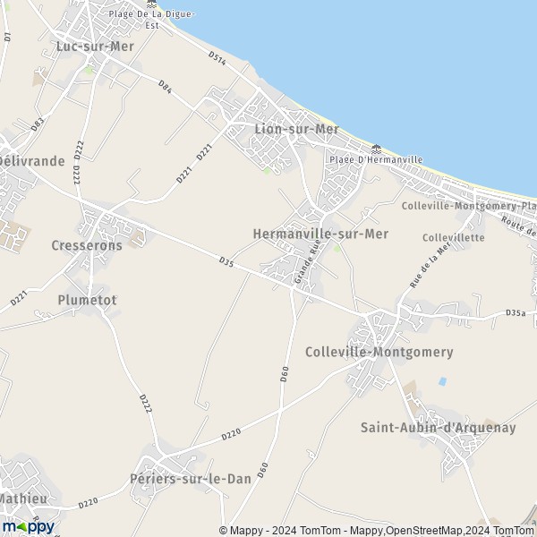La carte pour la ville de Hermanville-sur-Mer 14880
