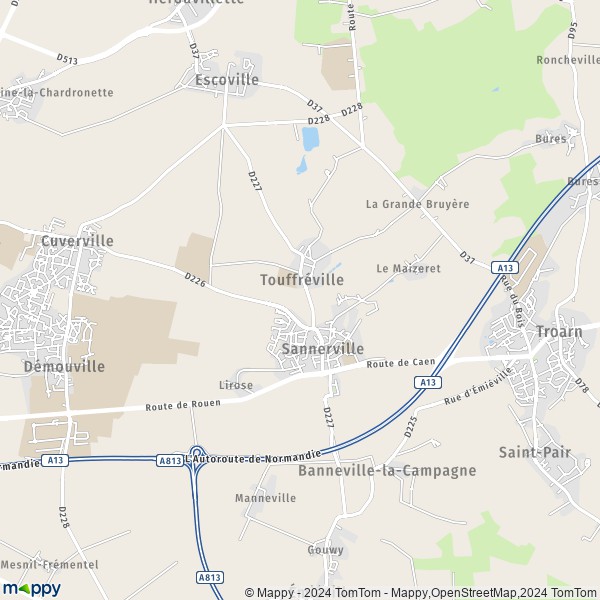 La carte pour la ville de Sannerville 14940