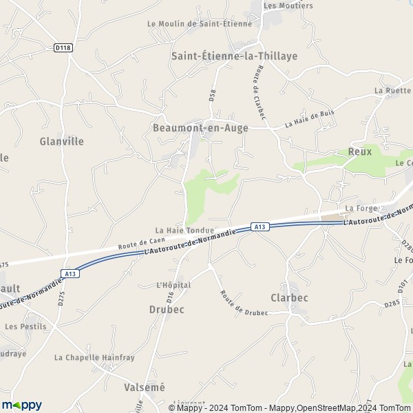 La carte pour la ville de Beaumont-en-Auge 14950