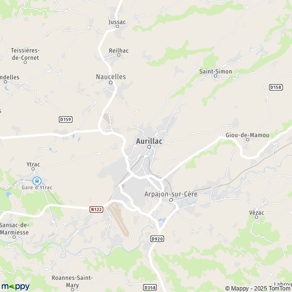 La carte pour la ville de Aurillac 15000