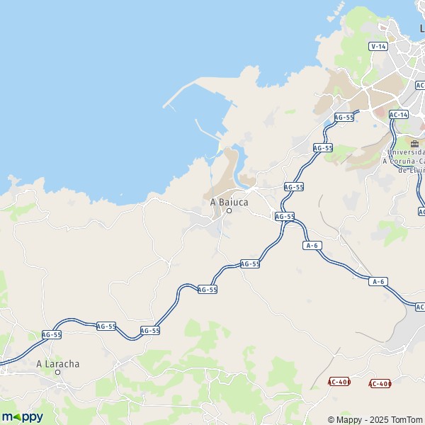 La carte pour la ville de 15008-15690 Arteixo