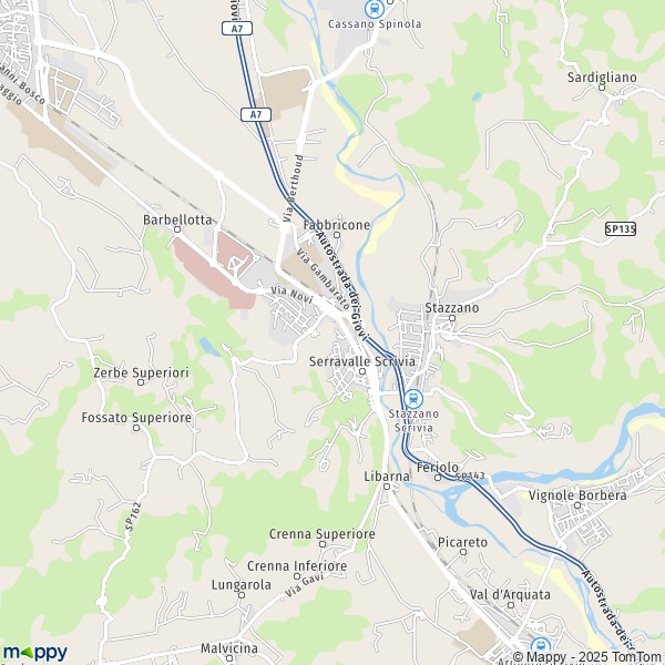 La carte pour la ville de Serravalle Scrivia 15069