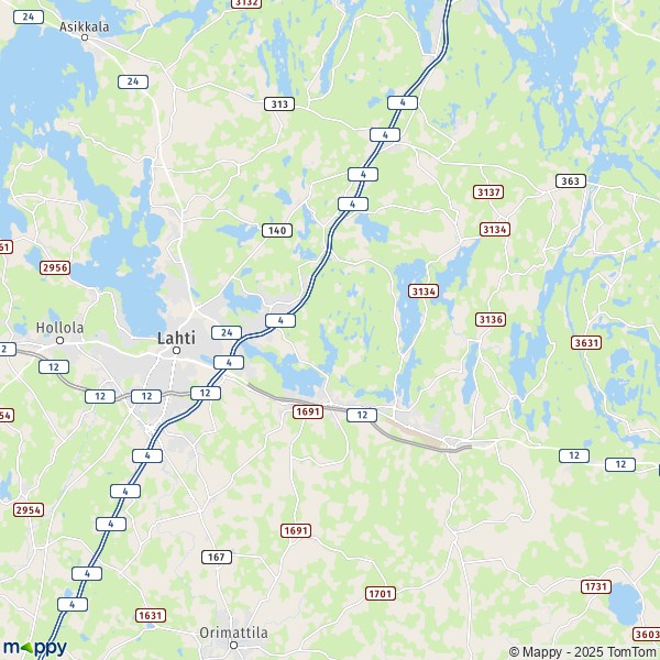La carte pour la ville de Lahti 15100-47490
