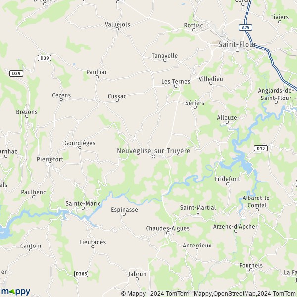 La carte pour la ville de Neuvéglise-sur-Truyère 15100-15260