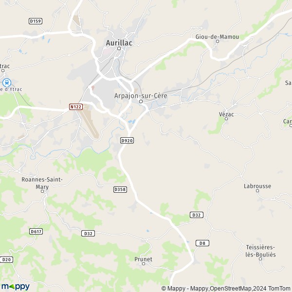 La carte pour la ville de Arpajon-sur-Cère 15130
