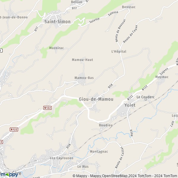 La carte pour la ville de Giou-de-Mamou 15130