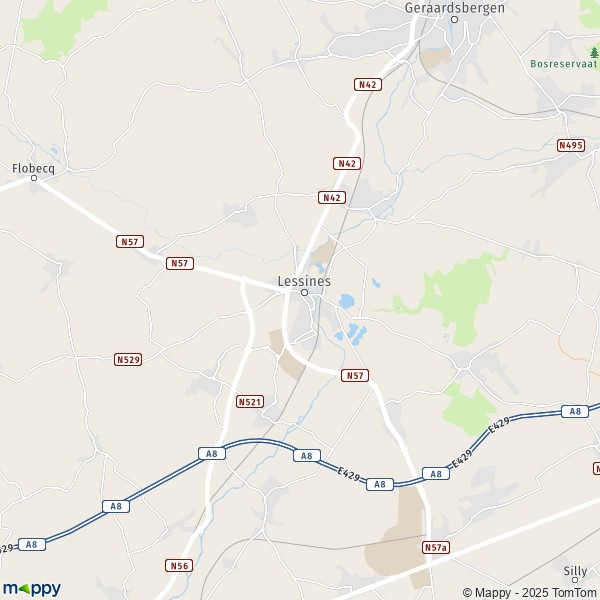 La carte pour la ville de 1547-7890 Lessines