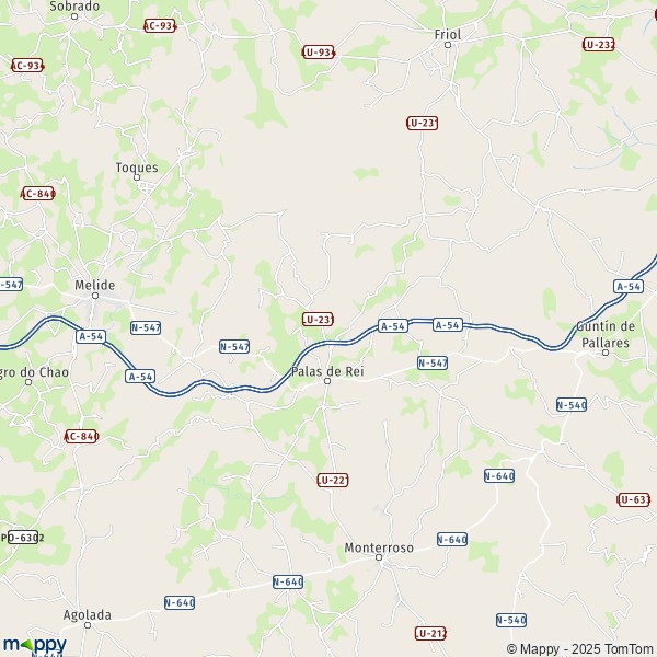 La carte pour la ville de 15809-27227 Palas de Rei
